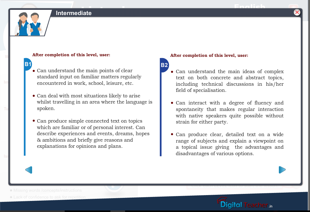 This section Efficient offers training of English listening at Intermediate Level